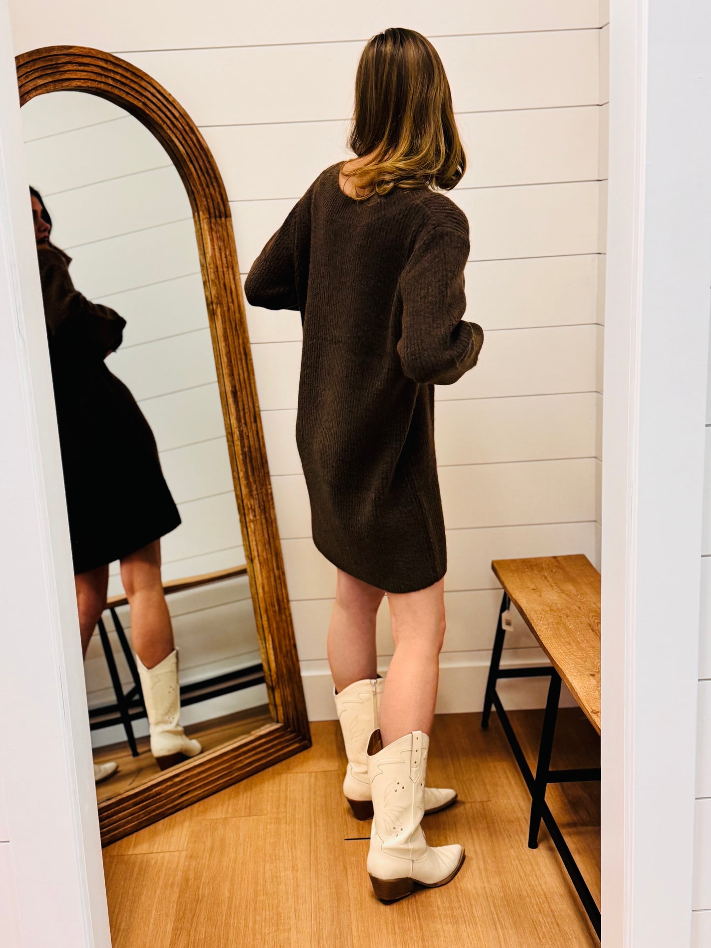 V Neck Sweater Dress