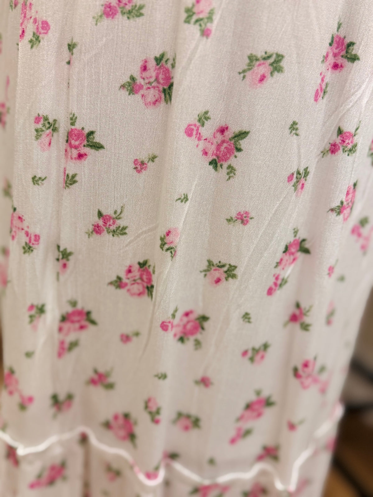 White Skirt with Pink Mini Floral