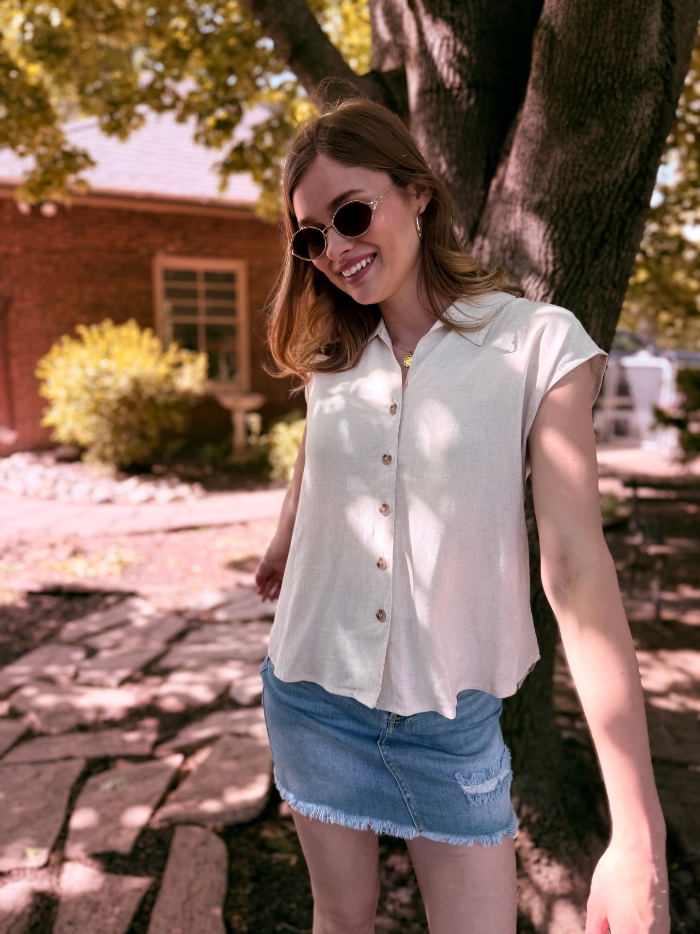 Linen Collared Short Sleeve Shirt