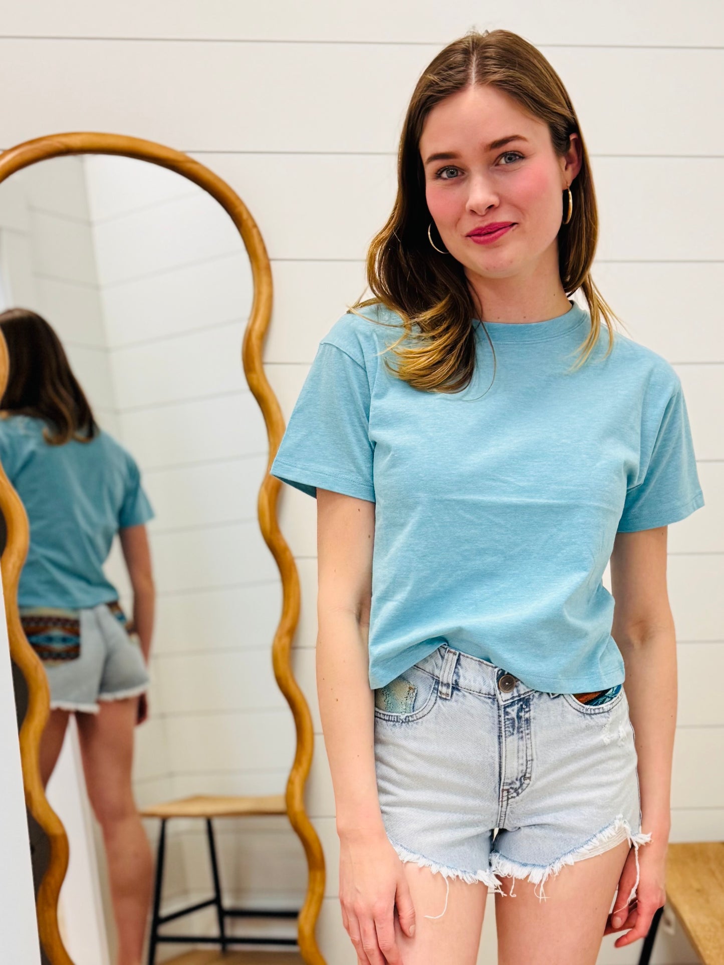 Crew Neck Short Sleeve T-shirt -Teal
