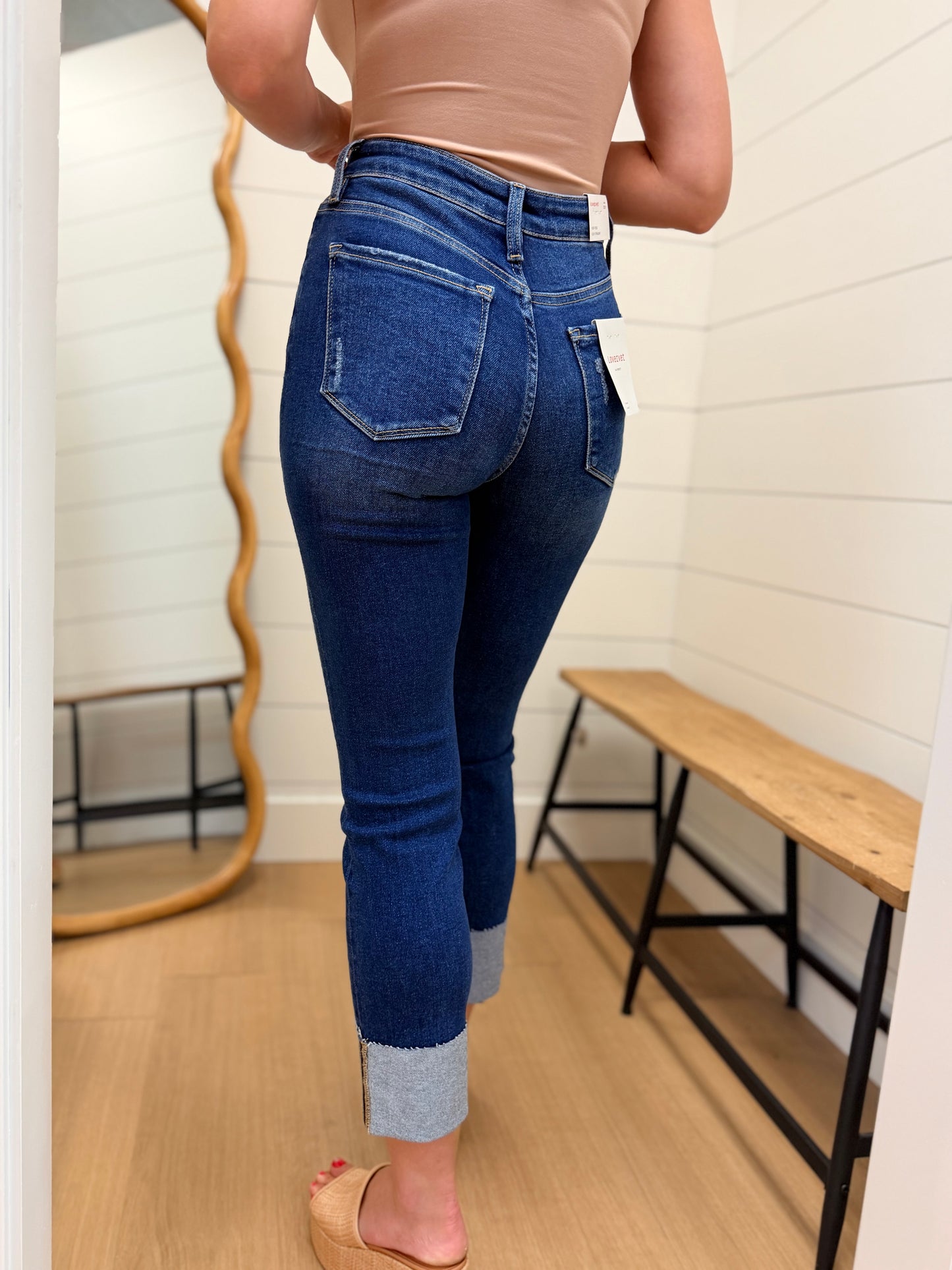 High Rise Cuffed Straight Jeans - Lovervet