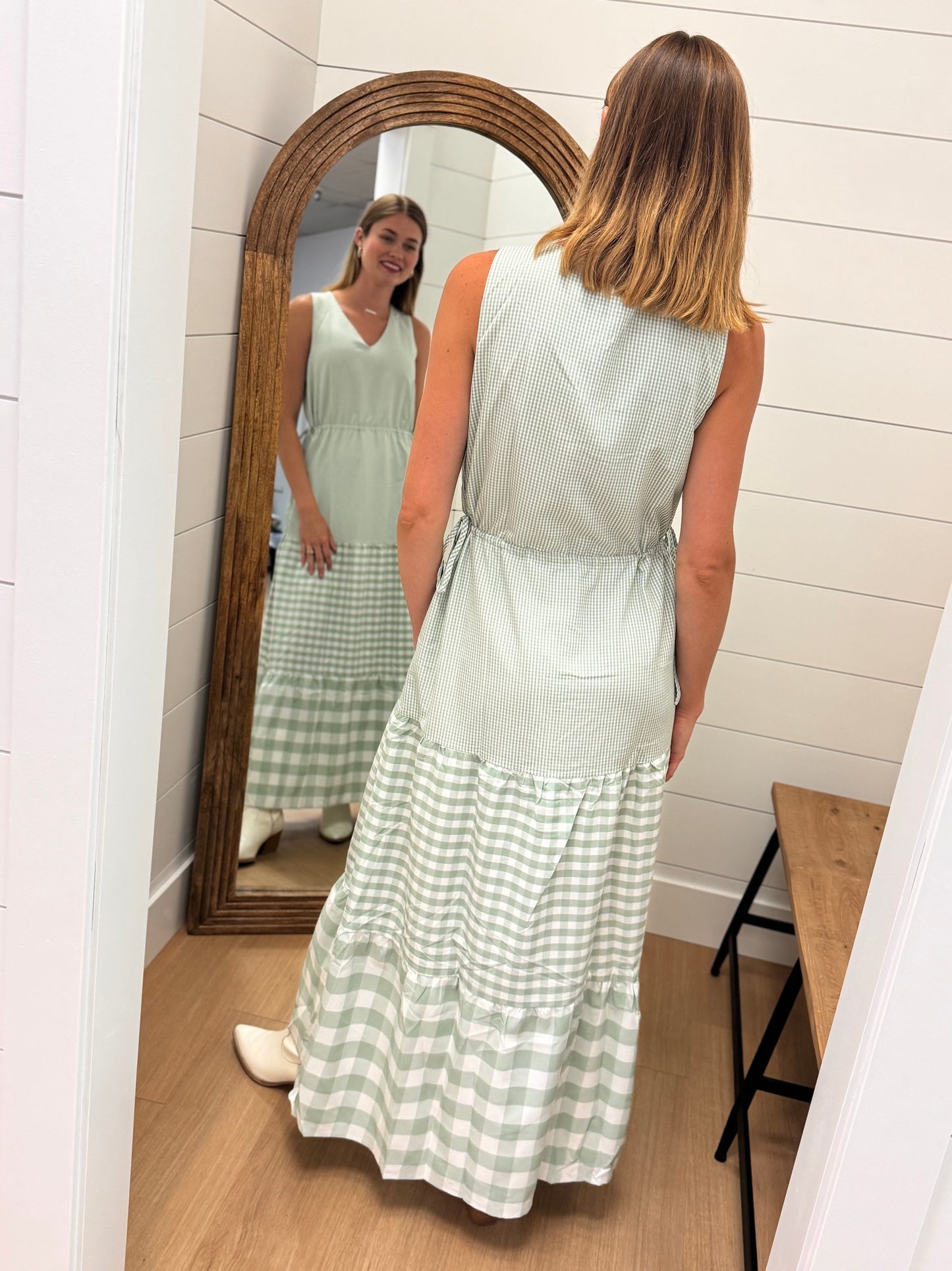 Gingham Detail Maxi Dress