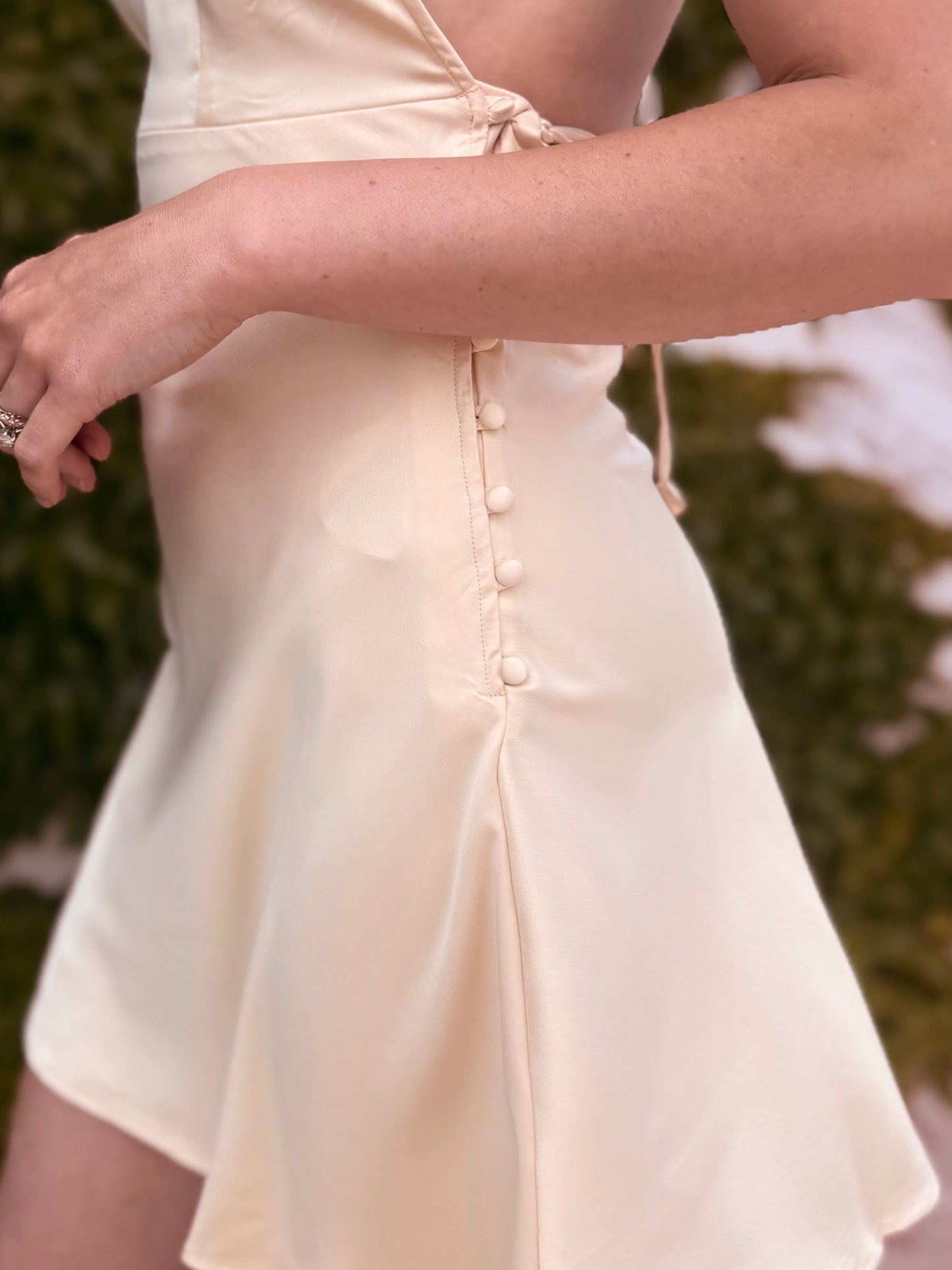 Silk-like Slip Mini Dress - Ivory