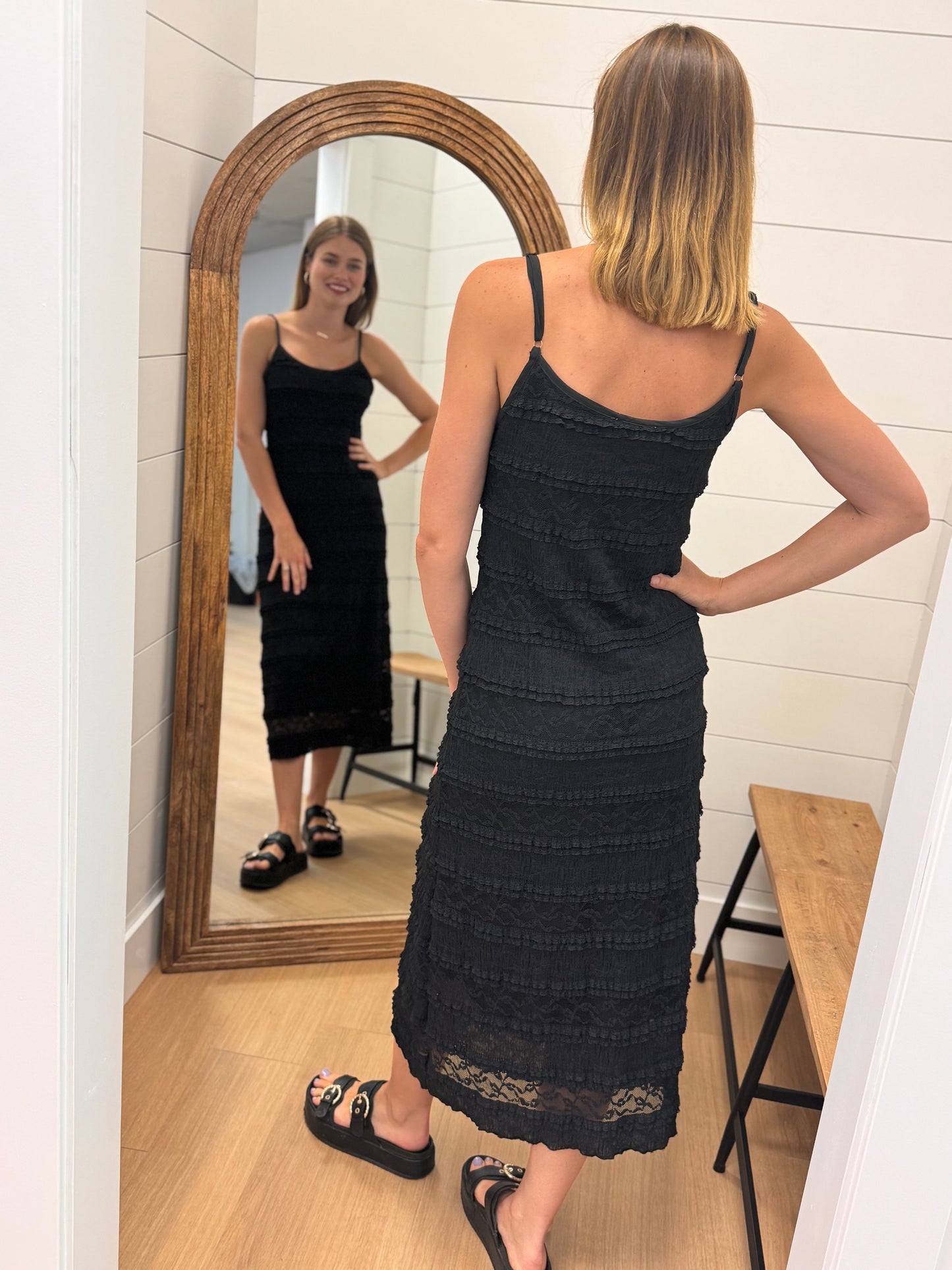 Semi Fitted Lace Midi Dress