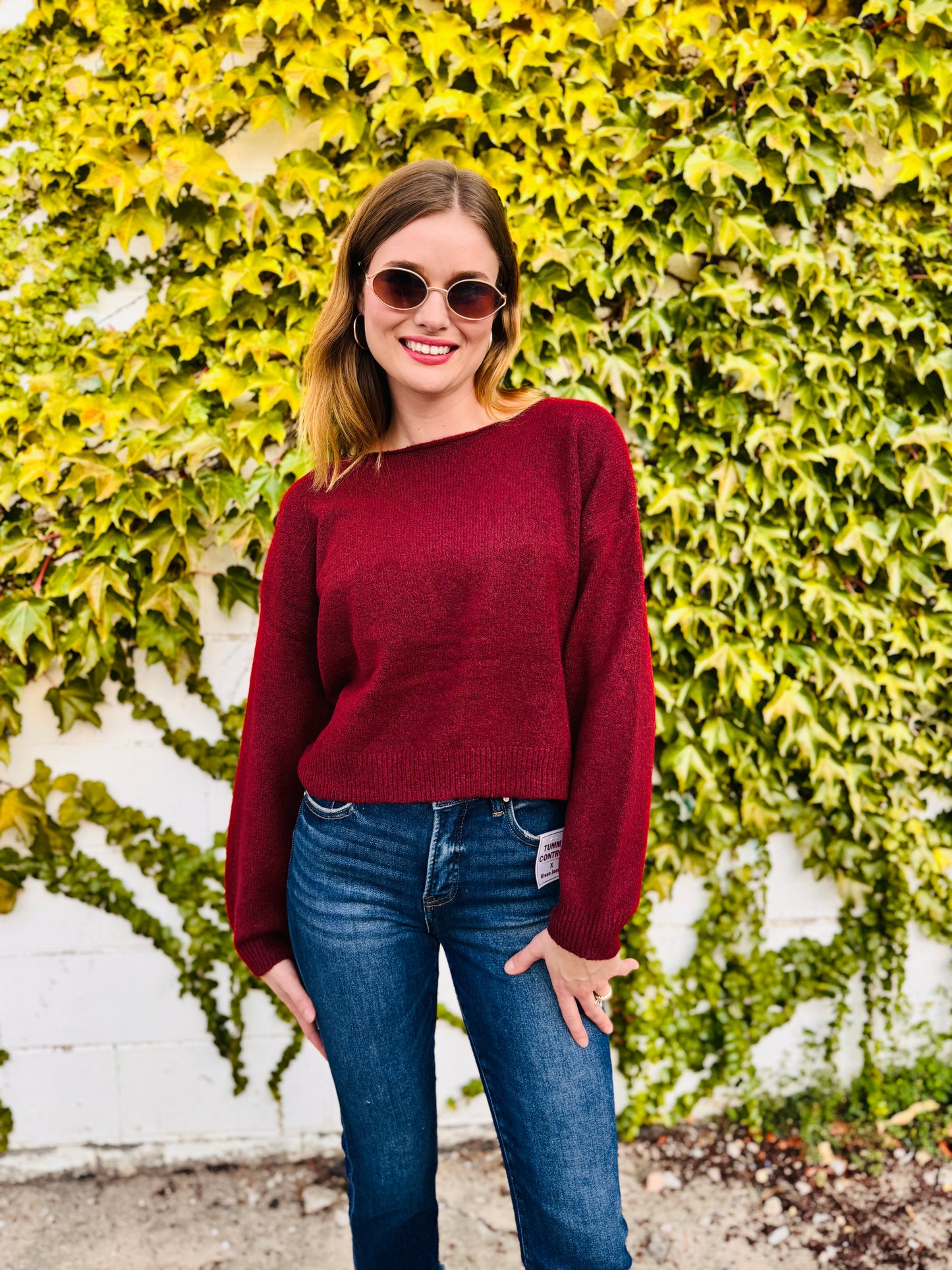 Back Velvet Bow Detail Knit Pullover Sweater