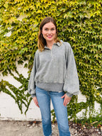 Acid Wash Fleece Button Up Collared Pullover