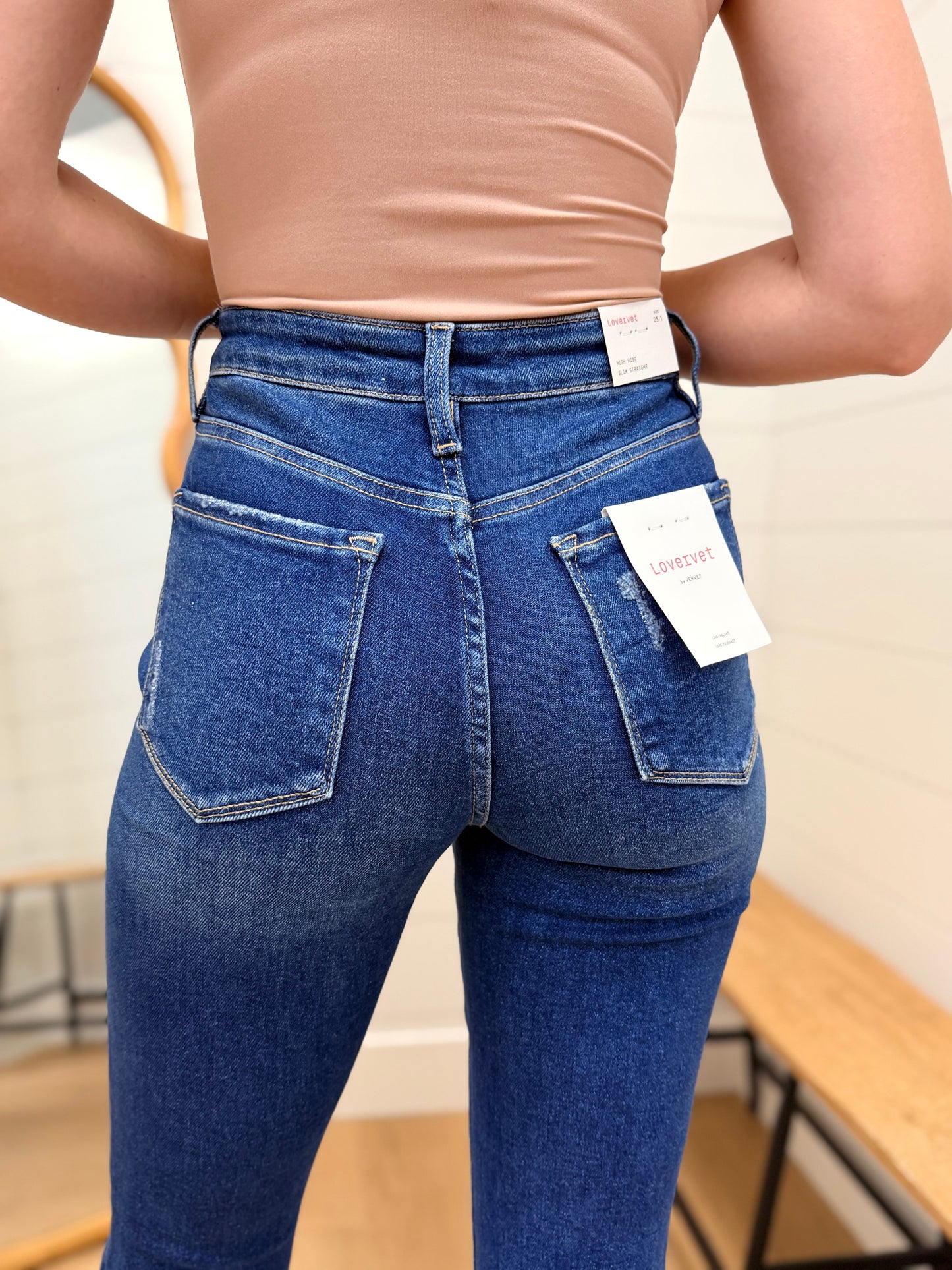 High Rise Cuffed Straight Jeans - Lovervet