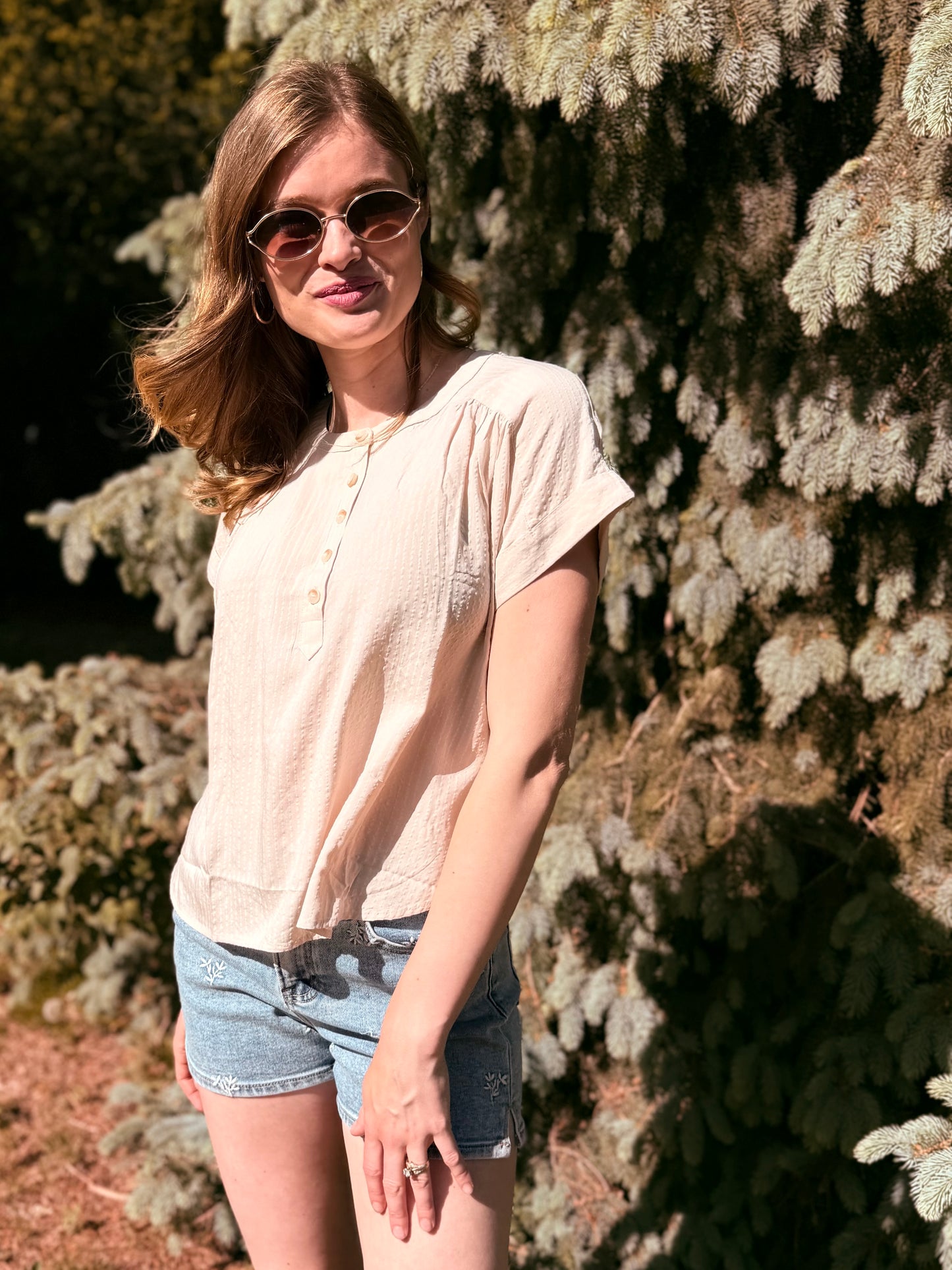 Ruched Shoulder Detail Short Sleeve Top