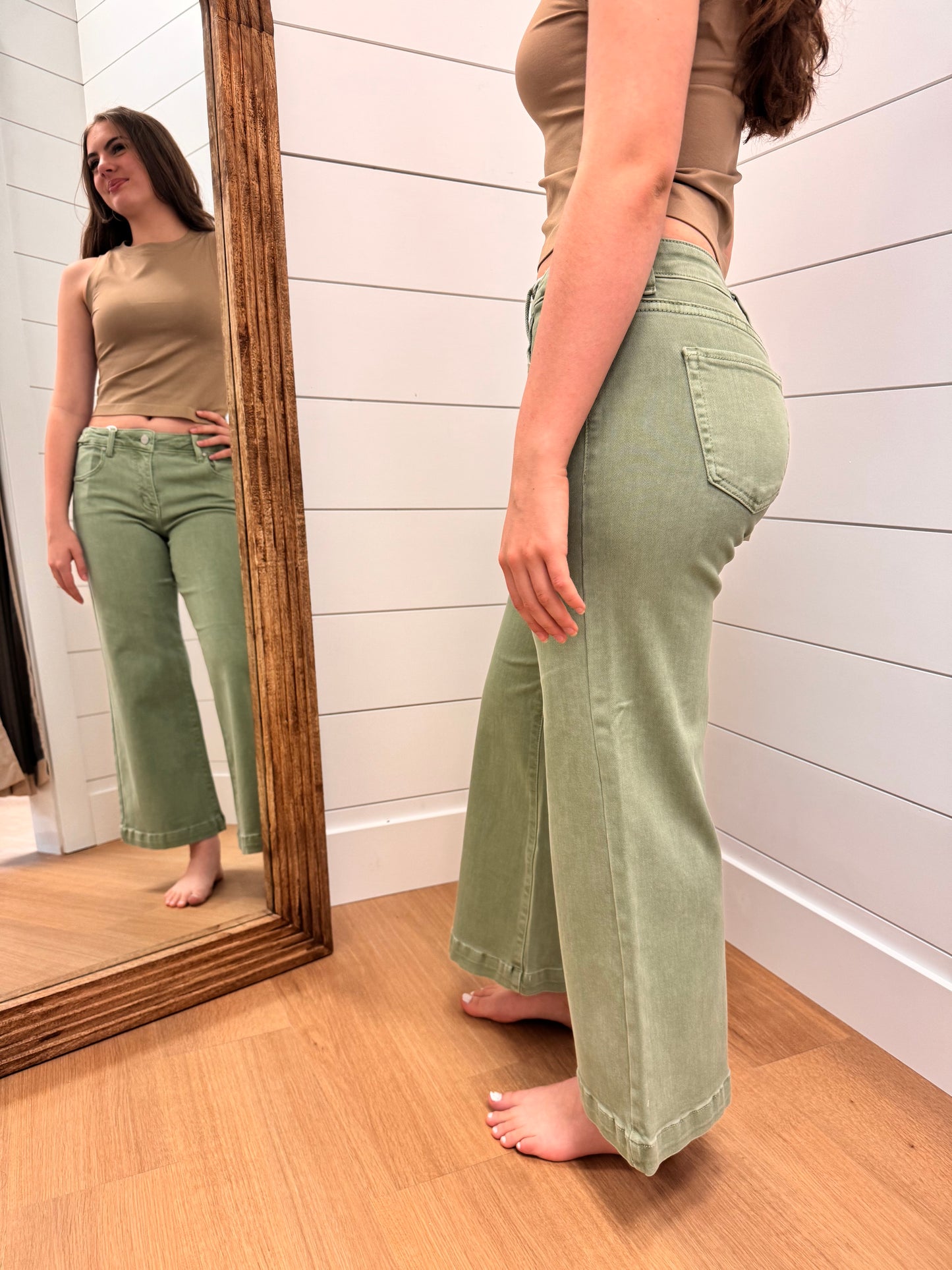 Mid Rise Adjustable Snap Waist Jean - Risen