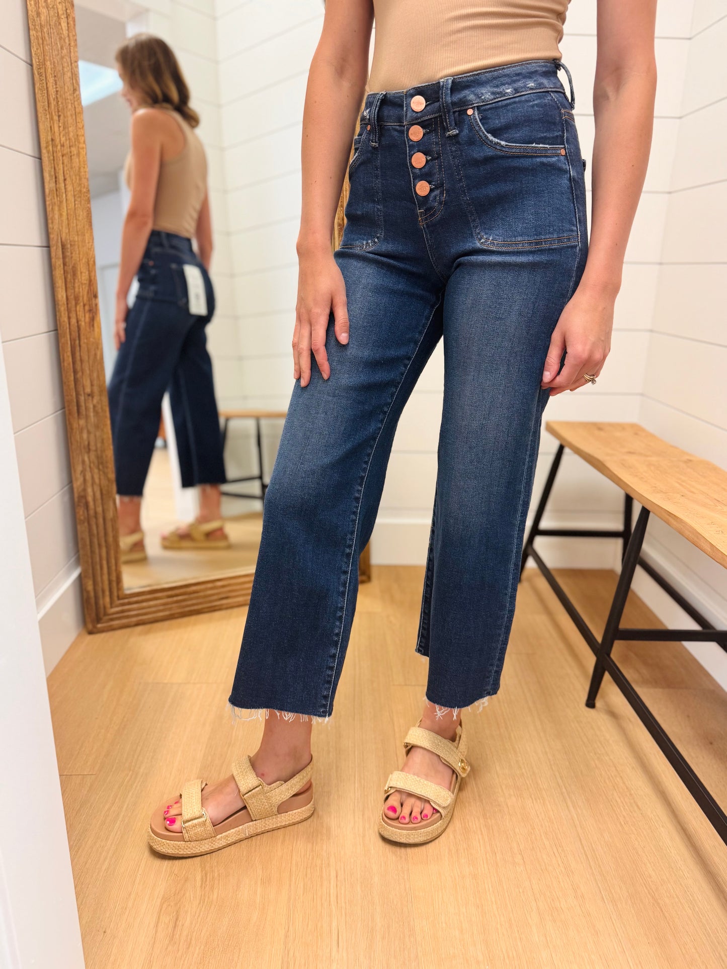 High Rise Crop Button Fly Jean - Risen