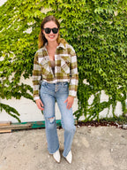 Plaid Cropped Button Down Jacket