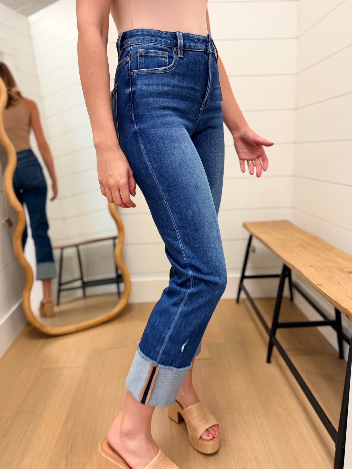 Tummy Control Mid Rise Dark Wash Straight - Risen