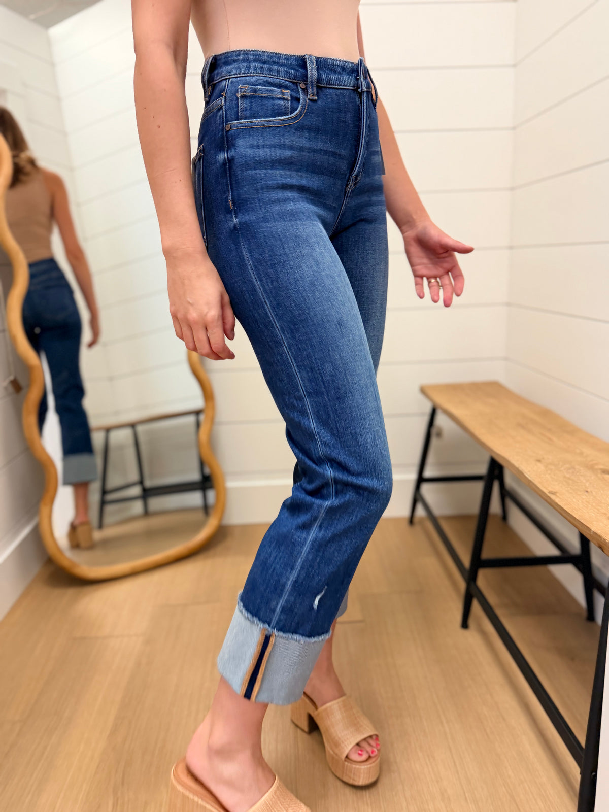 Tummy Control Mid Rise Dark Wash Straight - Risen