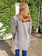 Glen Check Suede Oversized Blazer Coat