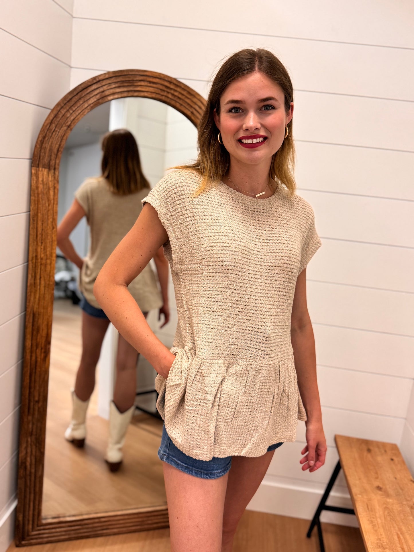 Oatmeal Knit Top
