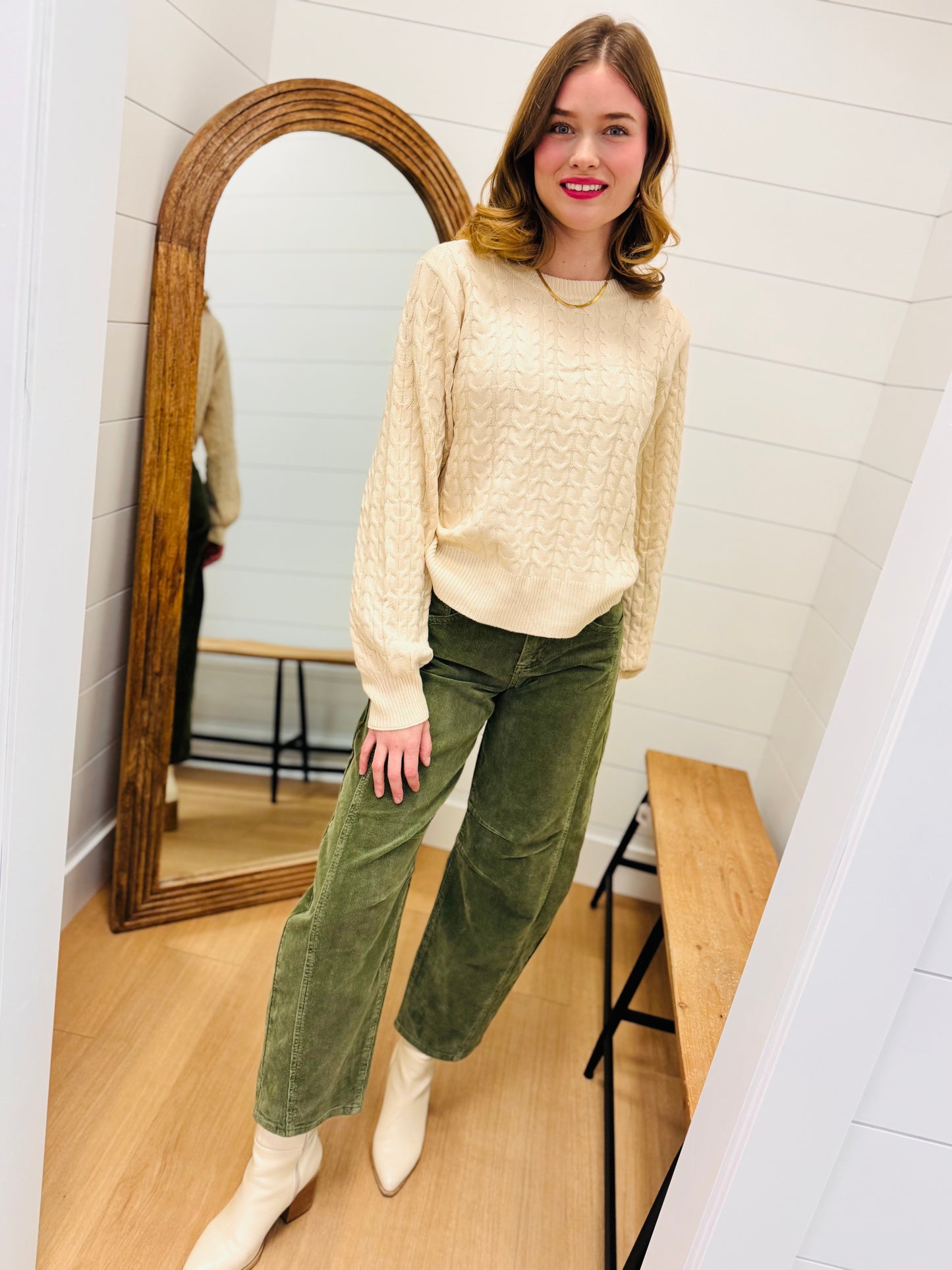 Slouchy Ankle Barrel Corduroy Pants