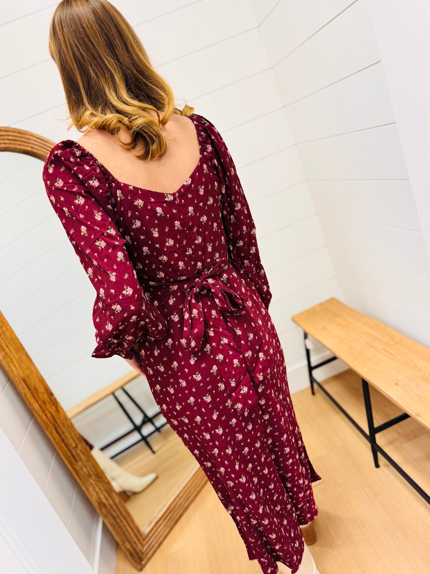 Floral Printed Back Tie Maxi Dress