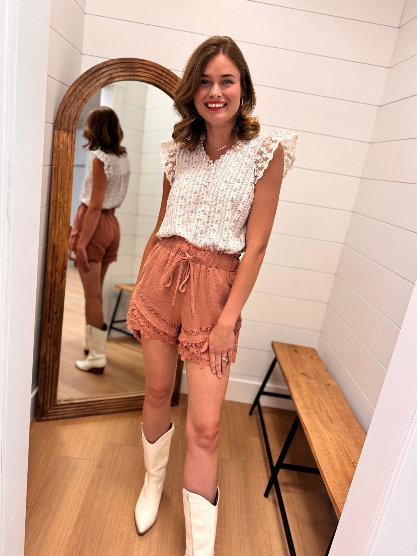 Lace Trim Floral Tank Top