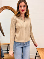 Two Tone Zip Up Sweater