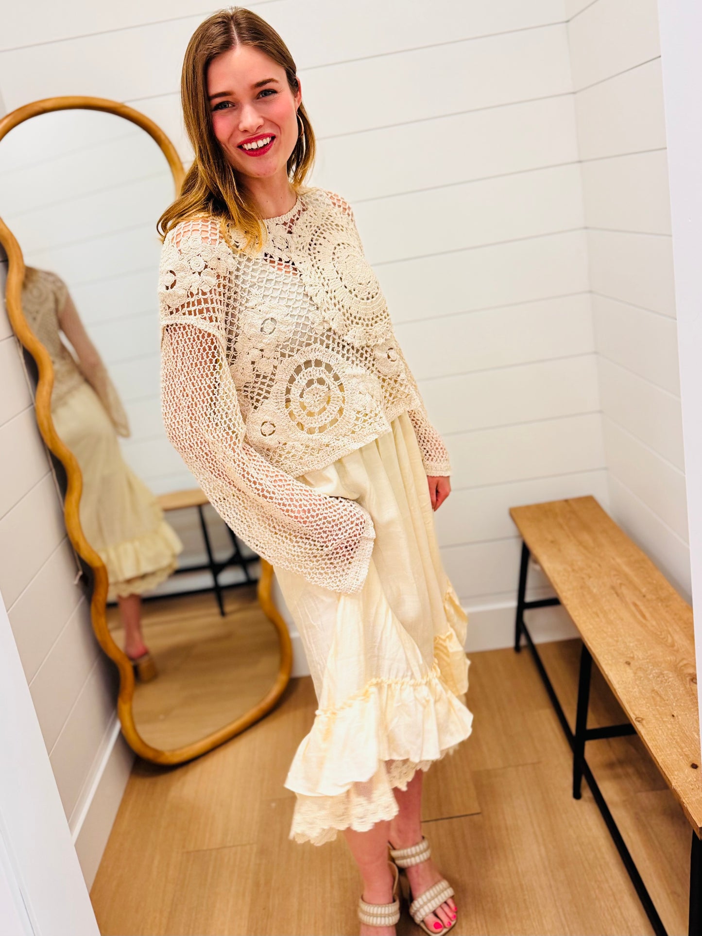 Ruffle Hem Lace Skirt