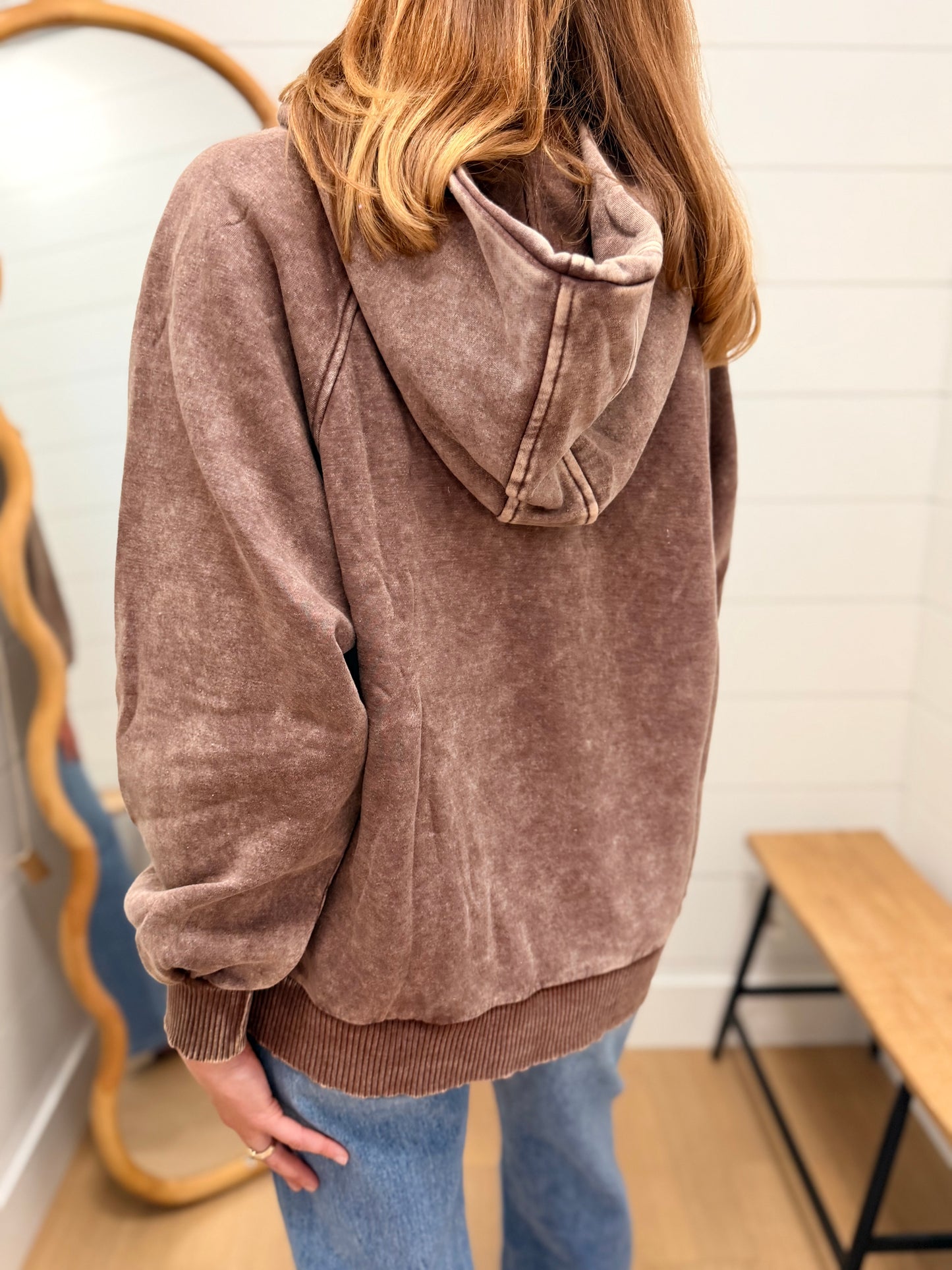 Vintage Wash Oversized 1/4 Zip Hoodie
