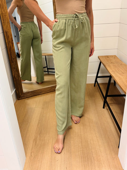 Washed Olive Casual Pant