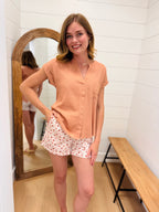 Split Neck Top with Back Buttons