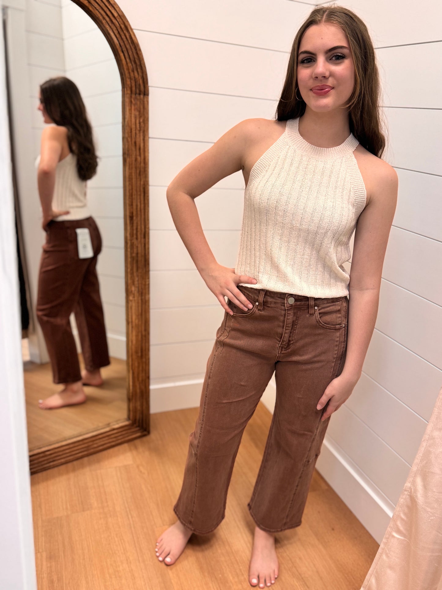 High Rise Barrel Pants - Risen