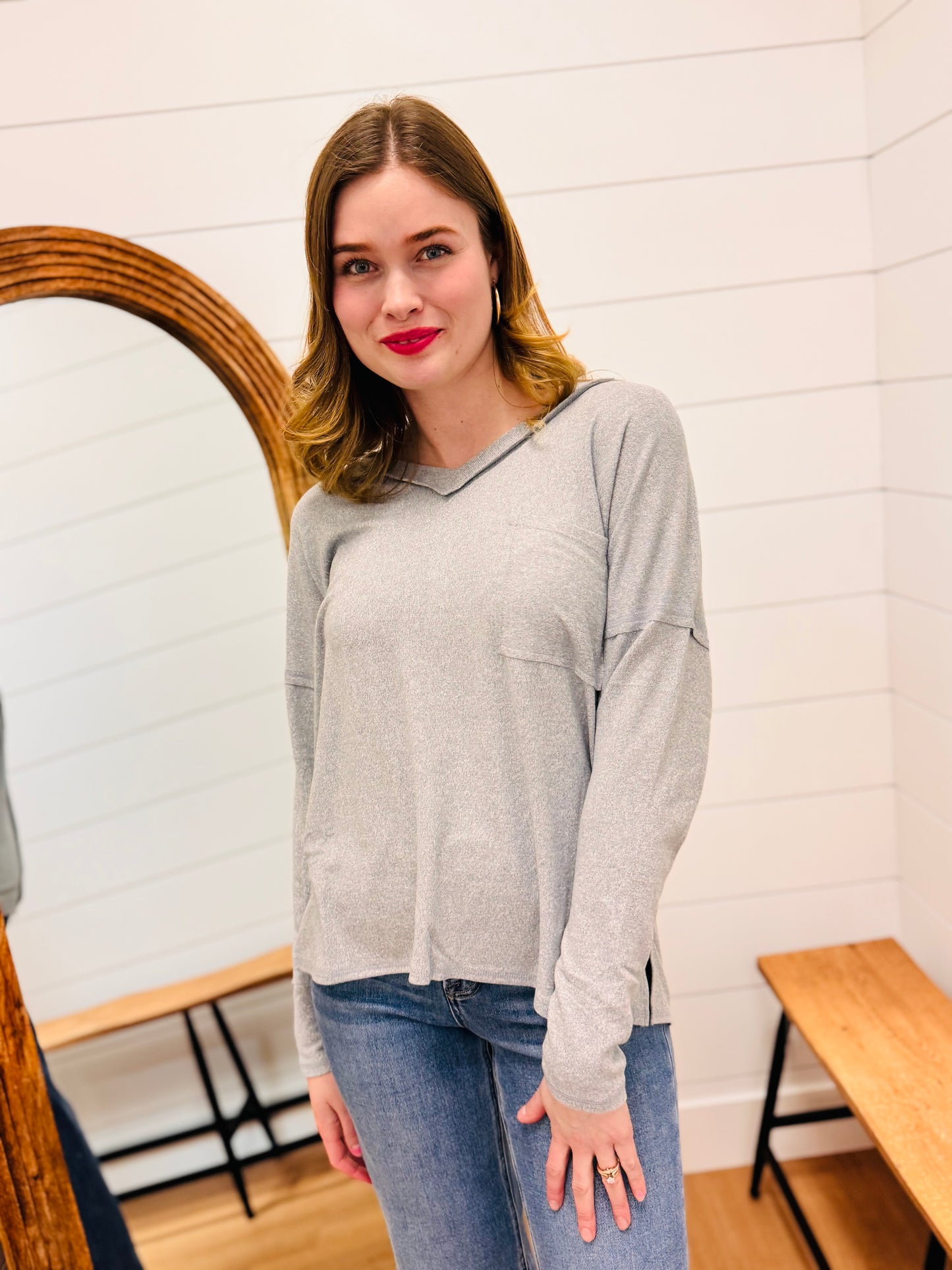 Exposed Seam Front Pocket Tee