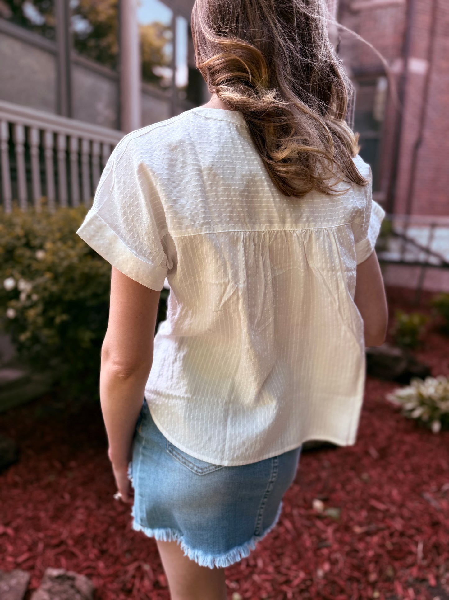 Ruched Shoulder Detail Short Sleeve Top