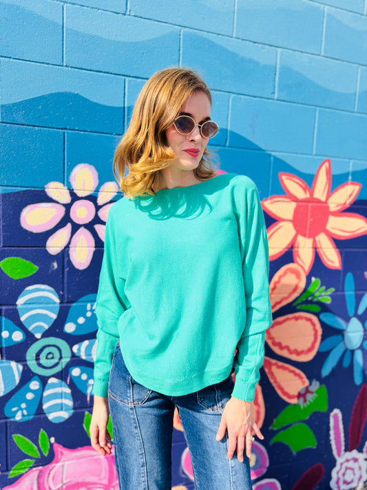 Teal Boatneck Pullover Sweater - Dreamers