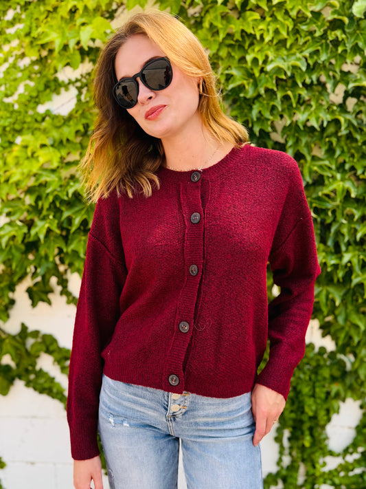 Button Down Long Sleeve Knit Cardigan