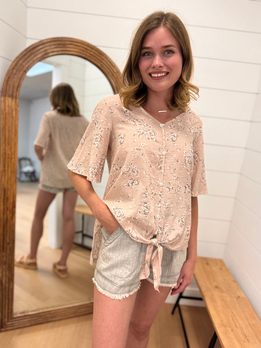 Mini Floral Top with Tie Front
