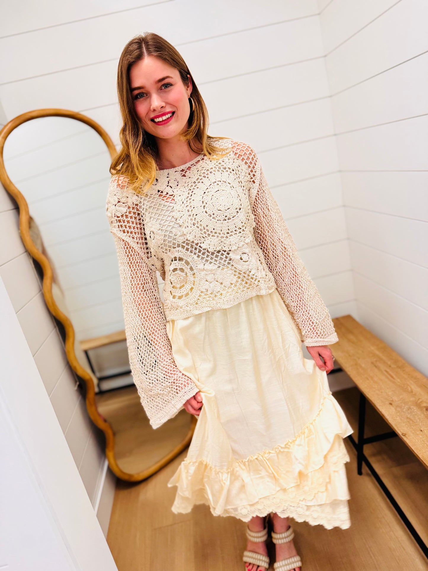 Ruffle Hem Lace Skirt