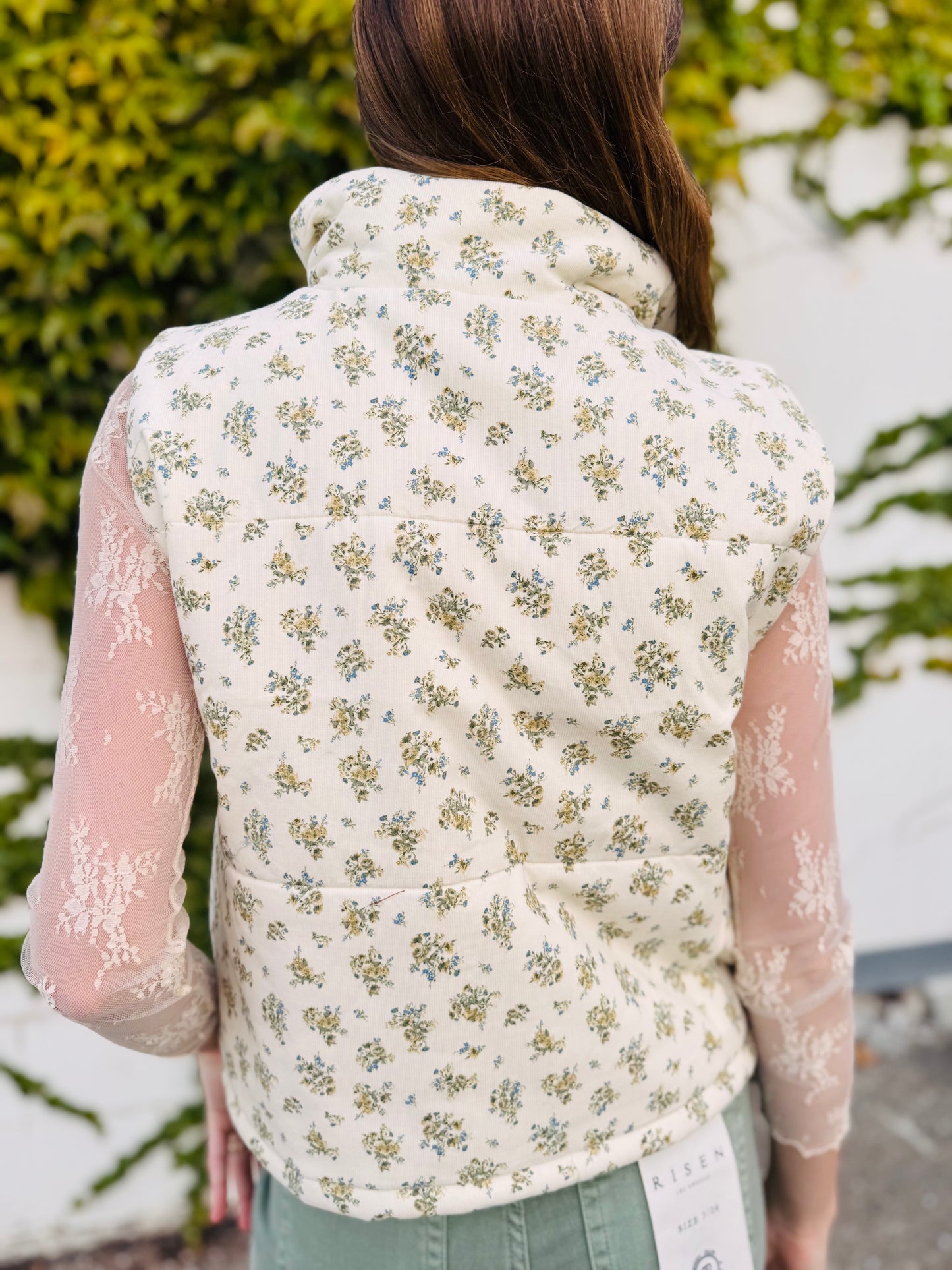 Floral Zip-up Puffer Vest