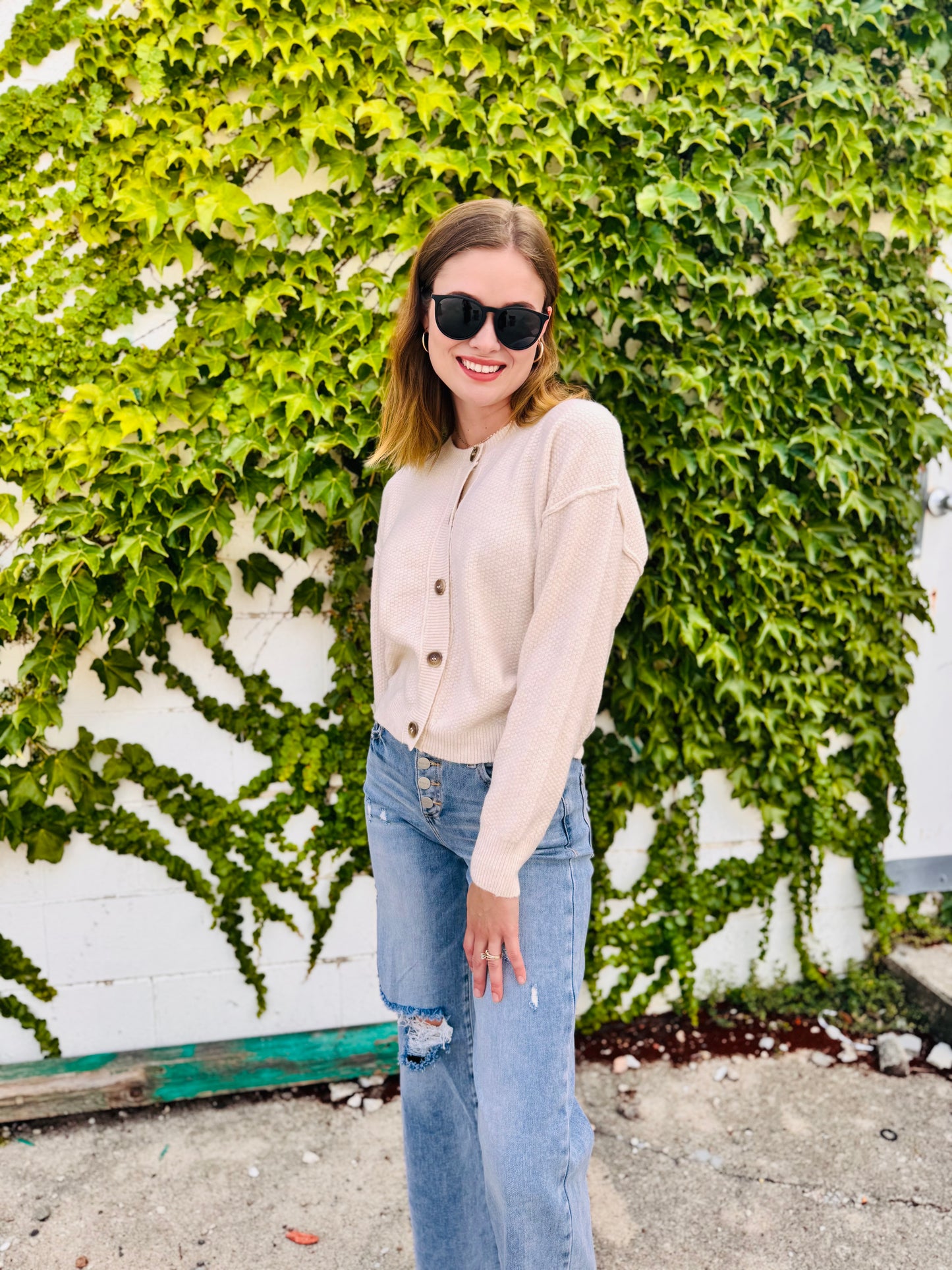 Button Down Long Sleeve Knit Cardigan