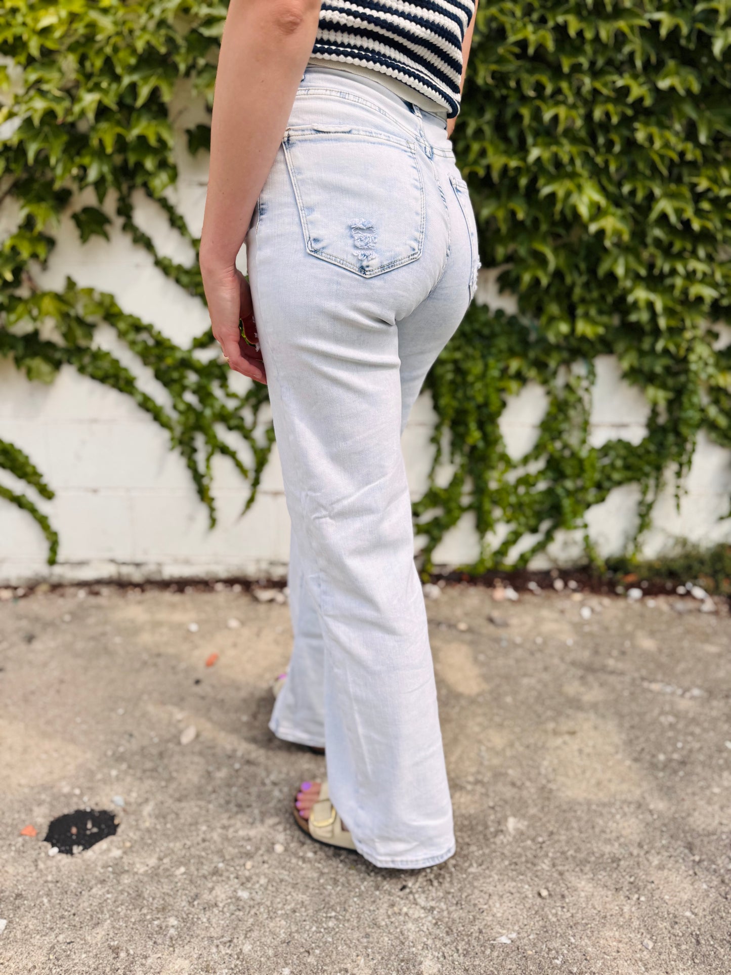 Acid Wash Wide Leg Jeans - Risen
