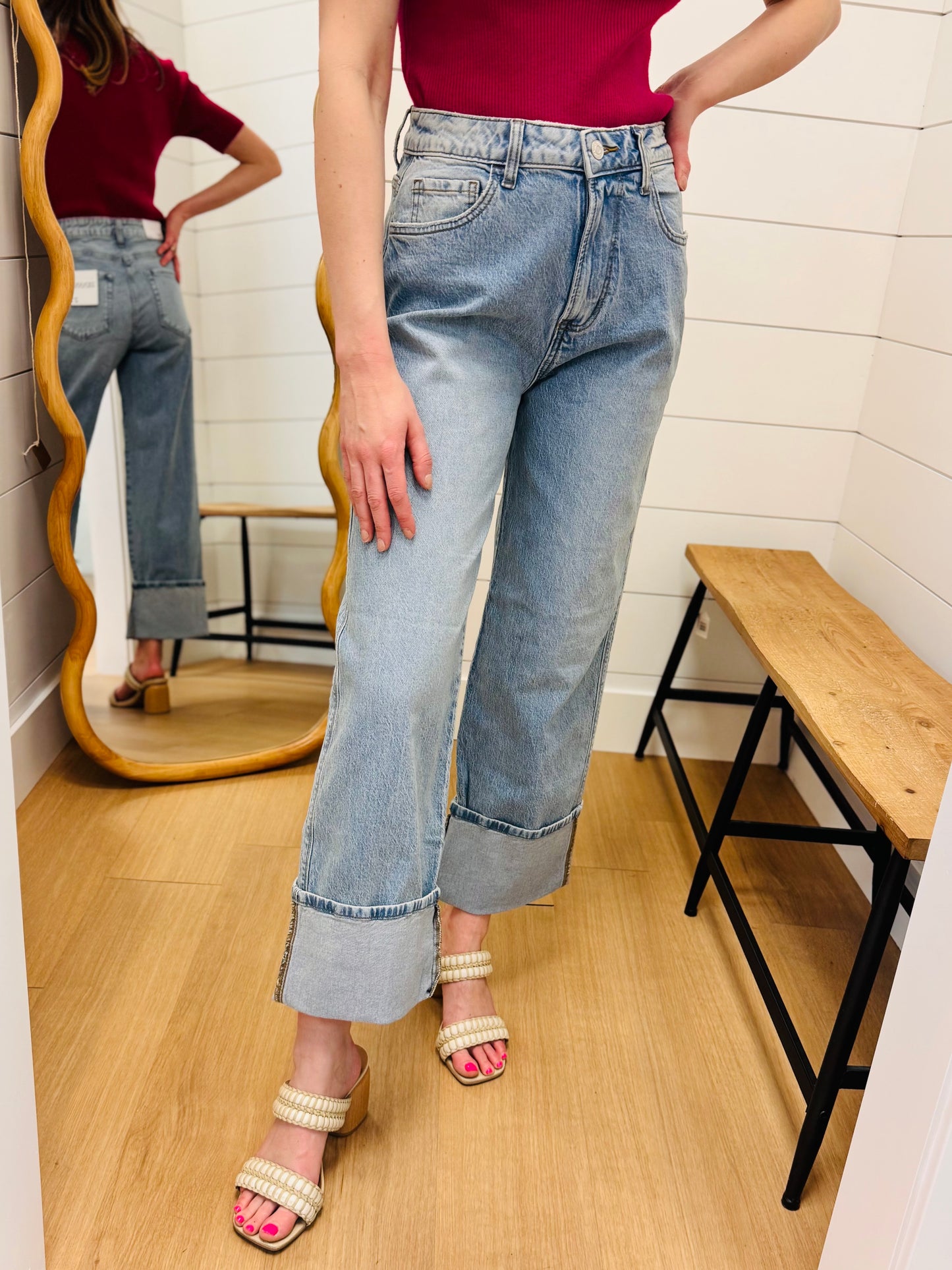 High Rise Cuffed Denim - Zenana