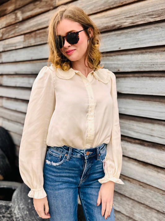 Satin Collar Shirt-Bodysuit