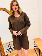 V Neck Sweater Dress