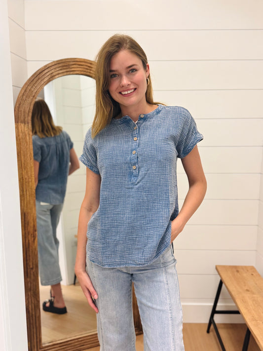 Short Sleeve Henley Top