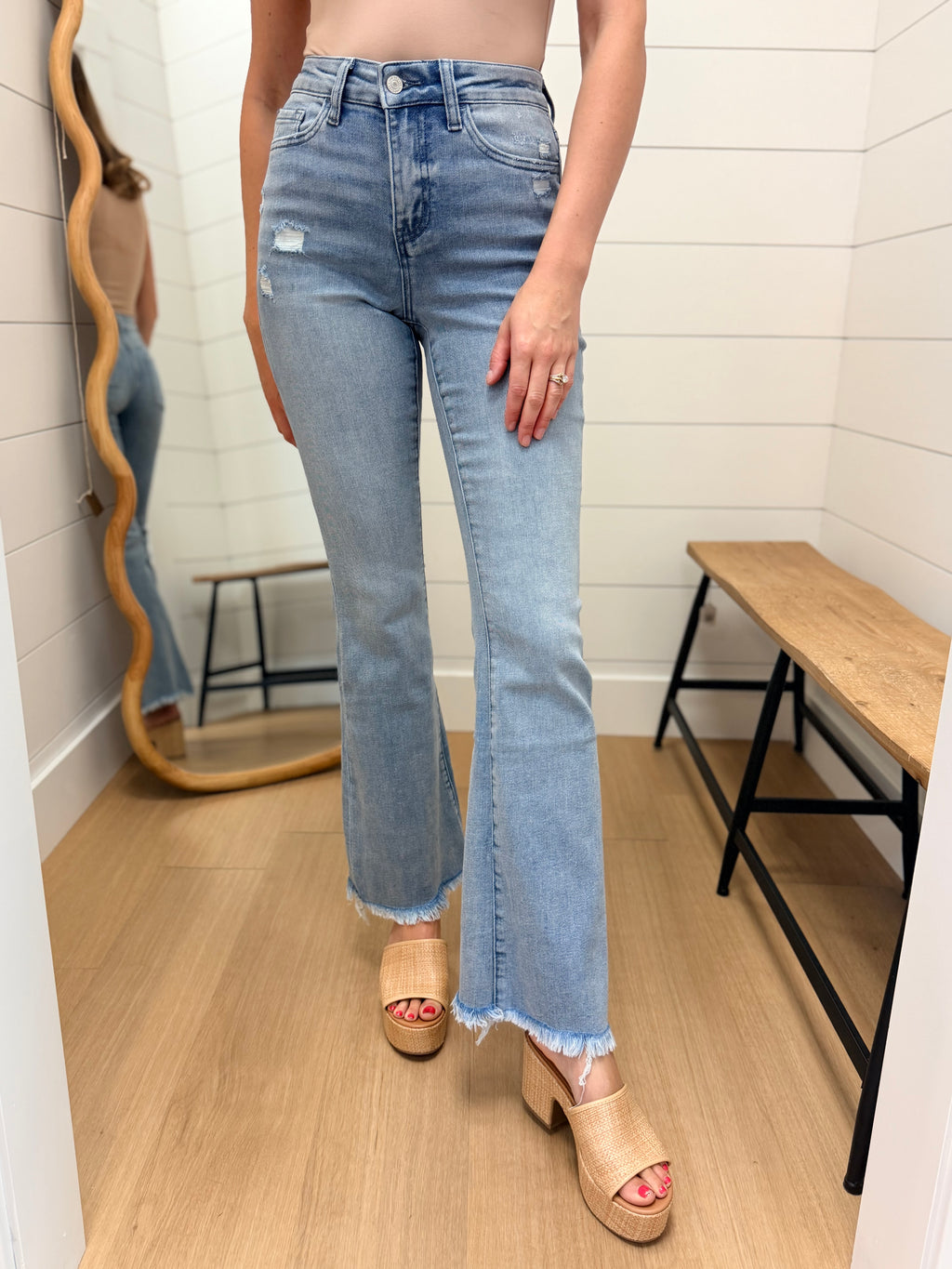 High Rise Light Wash Flare Jeans - Lovervet