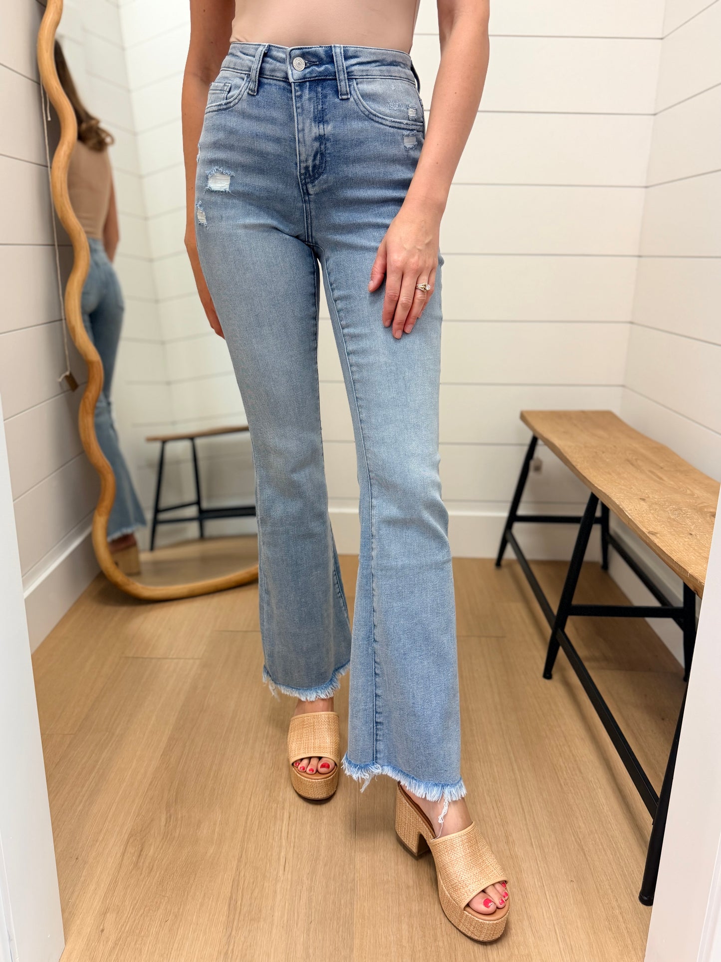 High Rise Light Wash Flare Jeans - Lovervet