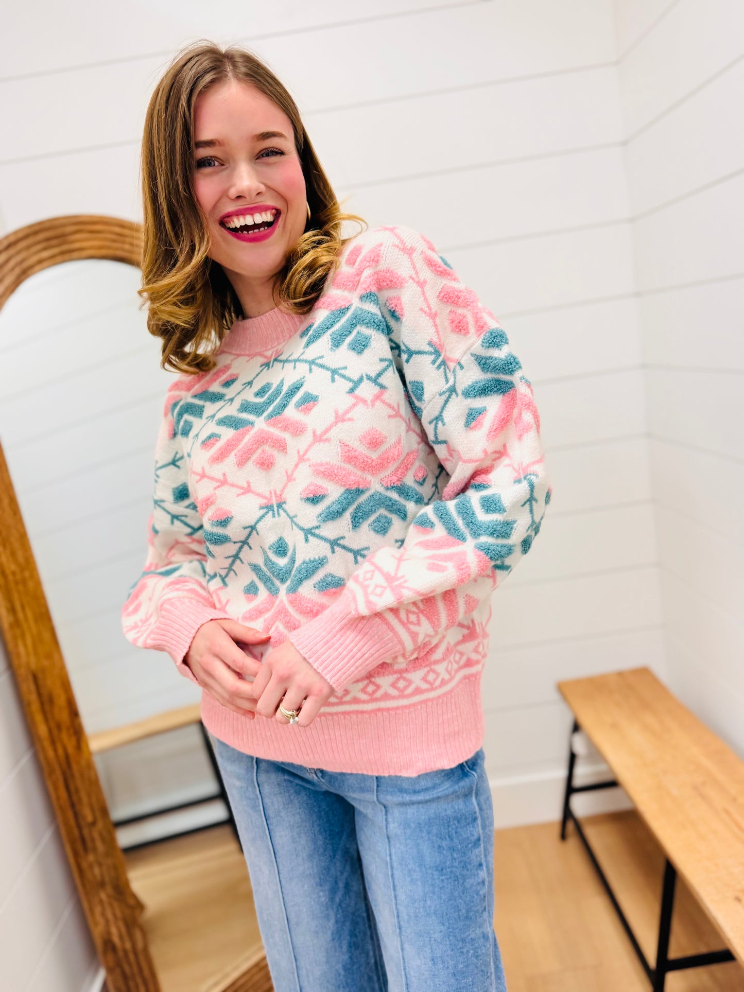 Embroidered Sweater Top