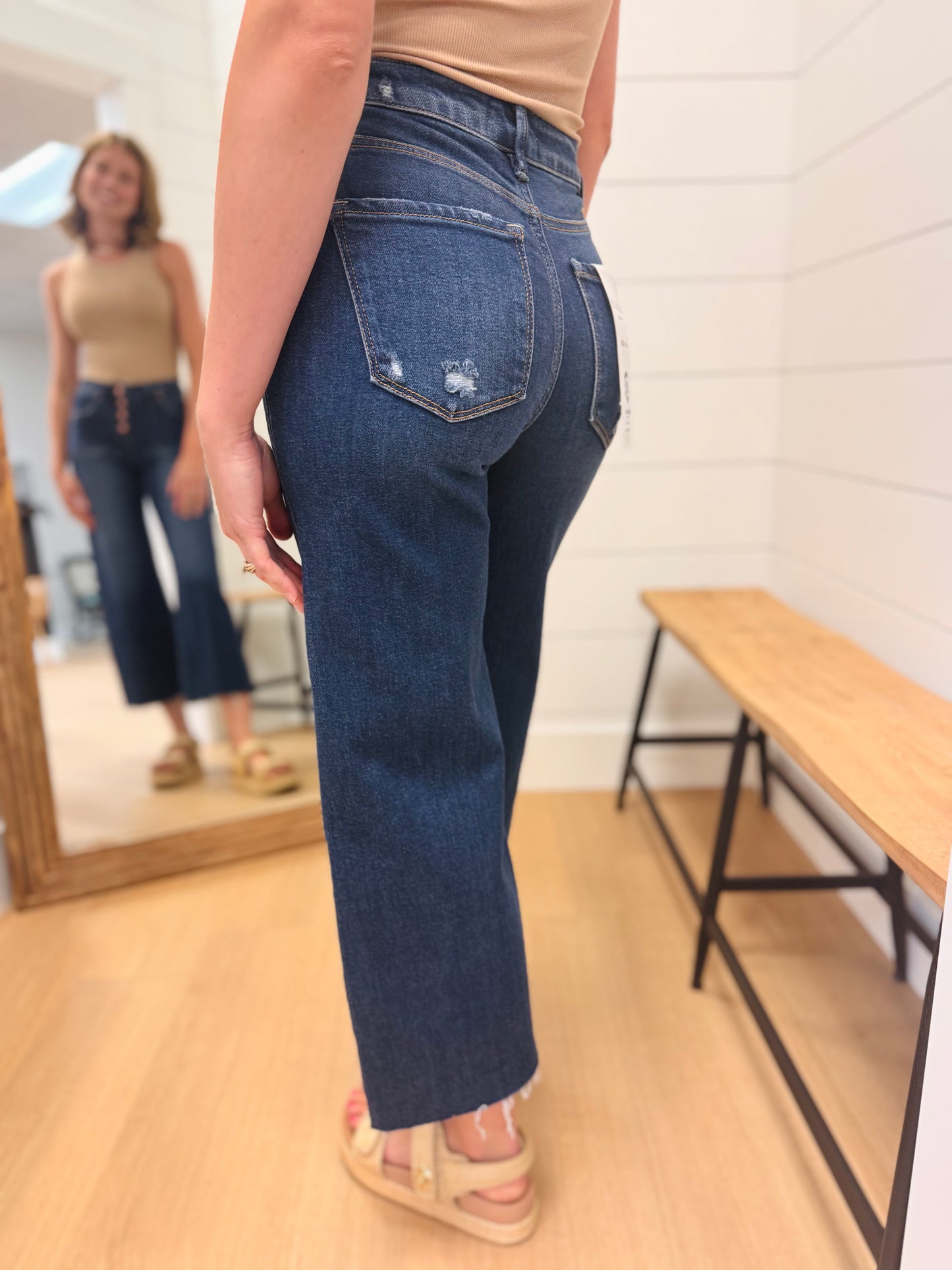 High Rise Crop Button Fly Jean - Risen