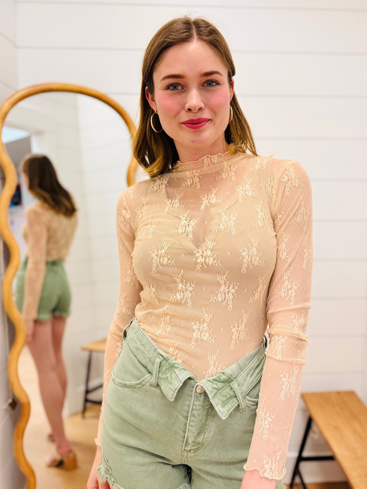 Nude Lace Layering Top