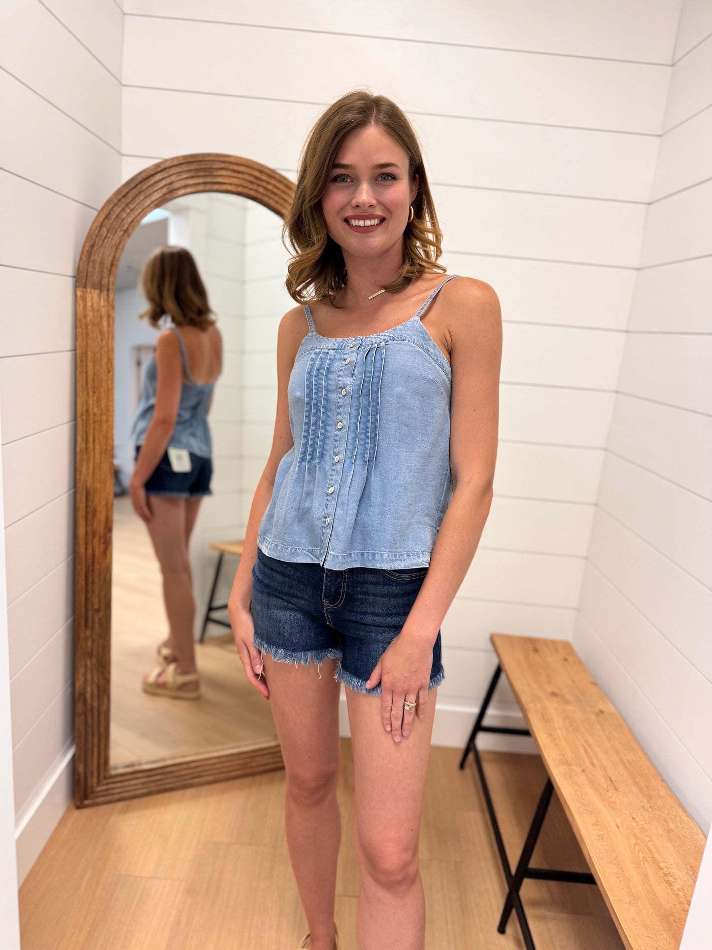 Button Front Chambray Cami