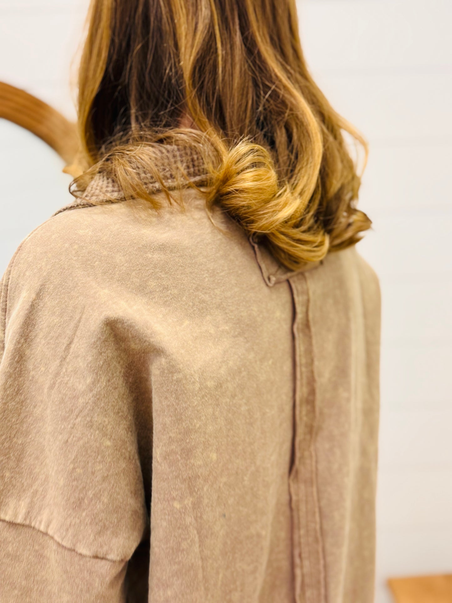 Half Button Down Contrast Pullover