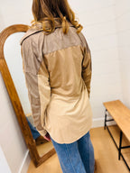 Color Block Suede Top