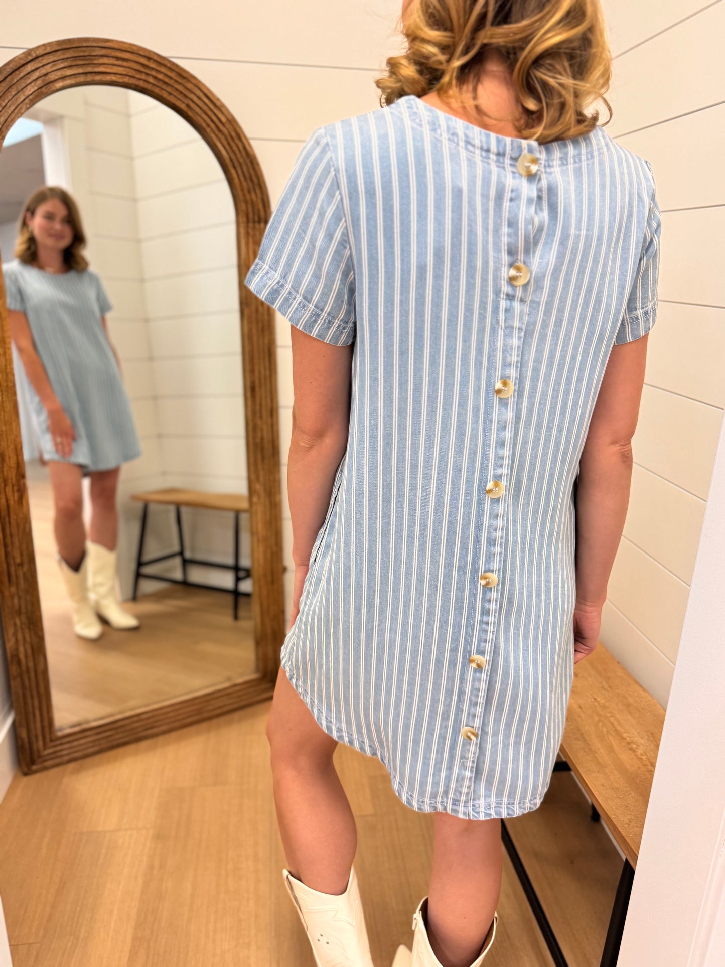 Stripe Chambray Shirt Dress